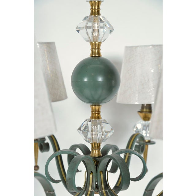 Forest Green French Chandelier by Philippe Genet & Lucien Michon for Sevres Crystal, 1950s For Sale - Image 8 of 18