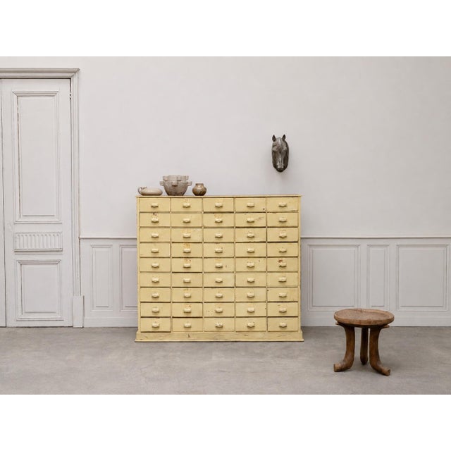 Industrial Antique 40-Drawer Workshop Cabinet, 1940 For Sale - Image 3 of 12