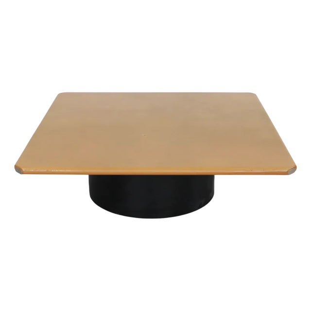 Tobio Low Square Table in Leather by Tobia & Afra Scarpa for B&B Italia, 1970s For Sale