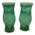 Vintage Emerald Green Cut Crystal Hurricane Vases | Diamond Cut Decor, Pair For Sale