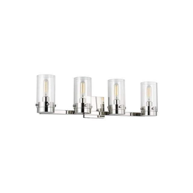 Garrett from Chapman & Myers for Generation Lighting features cylindrical Clear Extruded Glass shades paired with...