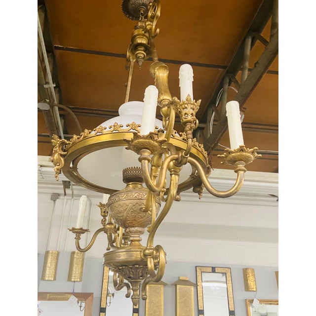 French Victorian Bronze Gas Light Chandelier Chairish
