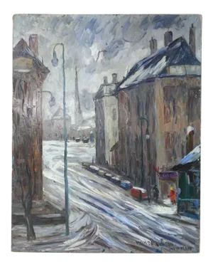 Early 20th Century Antique Nandor Vagh Weinmann "Café Sur Un Jour Sombre" Painting
