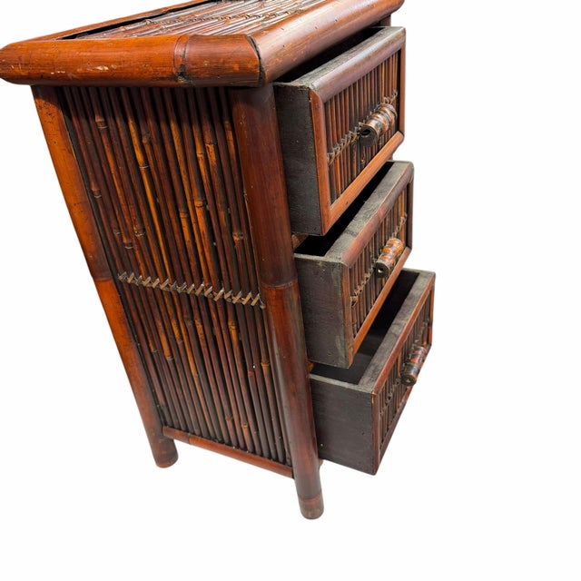 Petite Bamboo Three Drawer Chest For Sale - Image 6 of 6