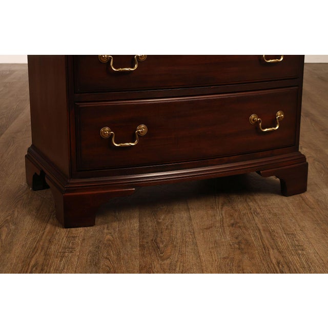 Henkel Harris Chippendale Style Pair Of Mahogany Bowfront Three-Drawer Nightstands For Sale - Image 11 of 18