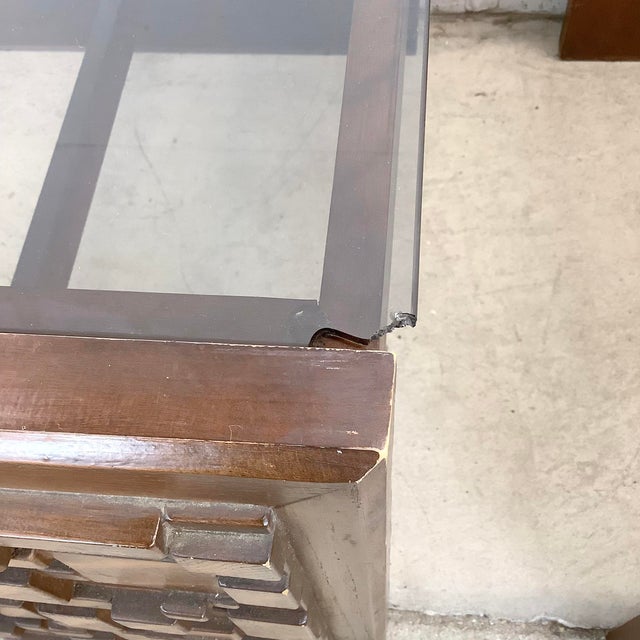 Pair of Vintage Brutalist End Tables With Glass Tops For Sale - Image 11 of 12