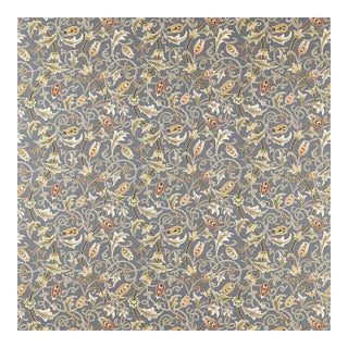 Morris & Co. Scrolling Tulip Fabric in Slate/Apricot For Sale