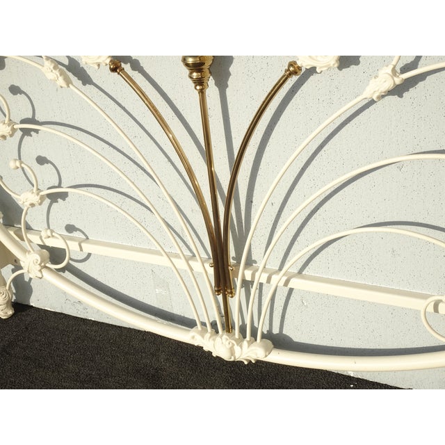 Metal Vintage French Elliott's Designs White Gold Iron Queen Headboard W Footboard #2 For Sale - Image 7 of 13