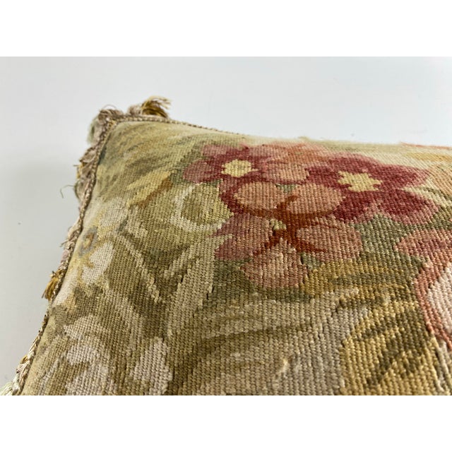 Vintage Tasselled Floral Aubusson Tapestry Pillow For Sale In Philadelphia - Image 6 of 9