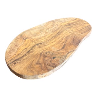 Vintage Olive Wood Biomorphic Small Tray / Cheese Board For Sale