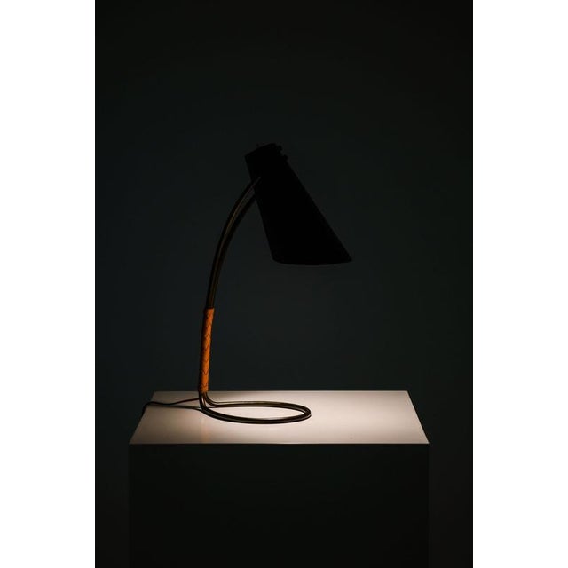 Table Lamp in Brass with Leather and Metal by Svend Aage Holm Sørensen, 1950s For Sale - Image 9 of 10