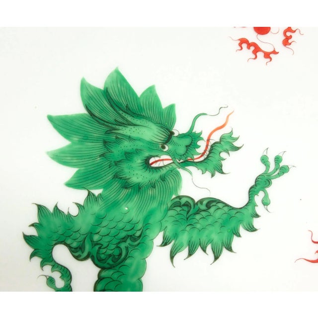 Decorative porcelain plate by meissen with dragon silkscreen printing. dedicated: von den sportlern der deutschen...
