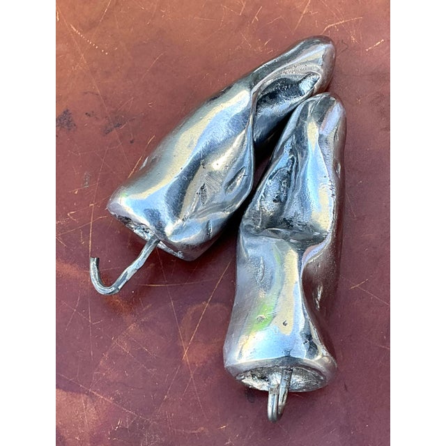 Silver Vintage Polished Metal Jalapeño Peppers - A Pair For Sale - Image 8 of 12