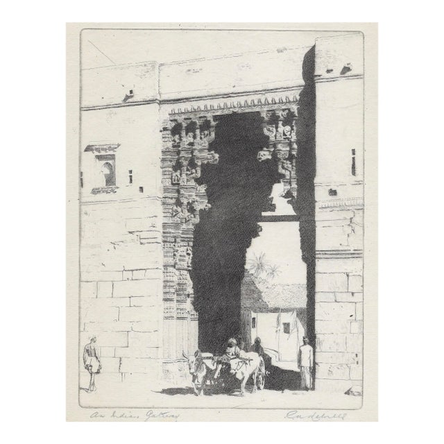 1970s Indian Gateway Etching by Melville For Sale