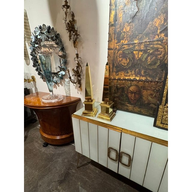 Metal Pair of French Brass Obelisks For Sale - Image 7 of 8