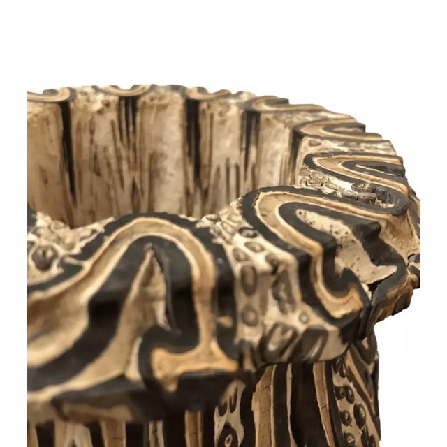 Folk Art Vintage 1960’s New Zealand Mamuka Natural Ponga Wood Tree Fern Art Vase Planter Pot For Sale - Image 3 of 7