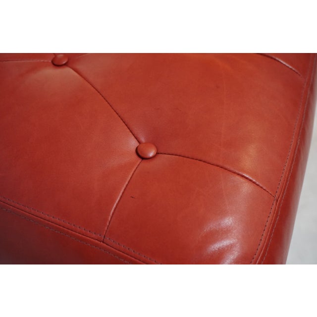 Red Tufted Leather William Switzer Armless Chair Dauphin For Sale - Image 10 of 15