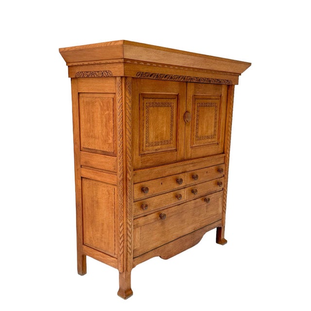 1940s Brutalist Oak Rustic Cabinet by Anton Fortuin, 1944 For Sale - Image 5 of 14