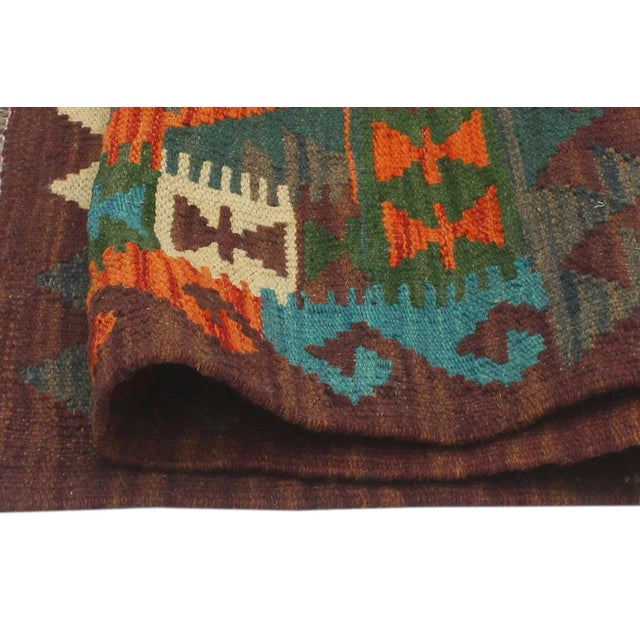 1990s 1990s Kilim Rust Brown Wool Rug - 2'0" X 2'11" For Sale - Image 5 of 7