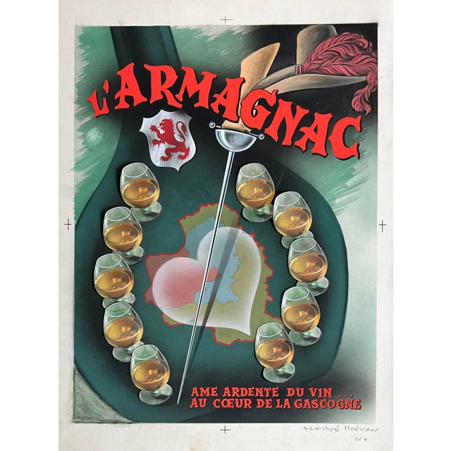 Rustic Hervé Morvan, Armagnac Advertising Poster, 1950s, Paper For Sale - Image 3 of 9