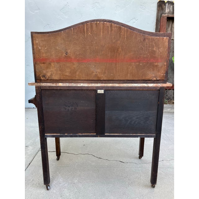 Antique English Washstand W/ Pink Marble For Sale In Los Angeles - Image 6 of 10