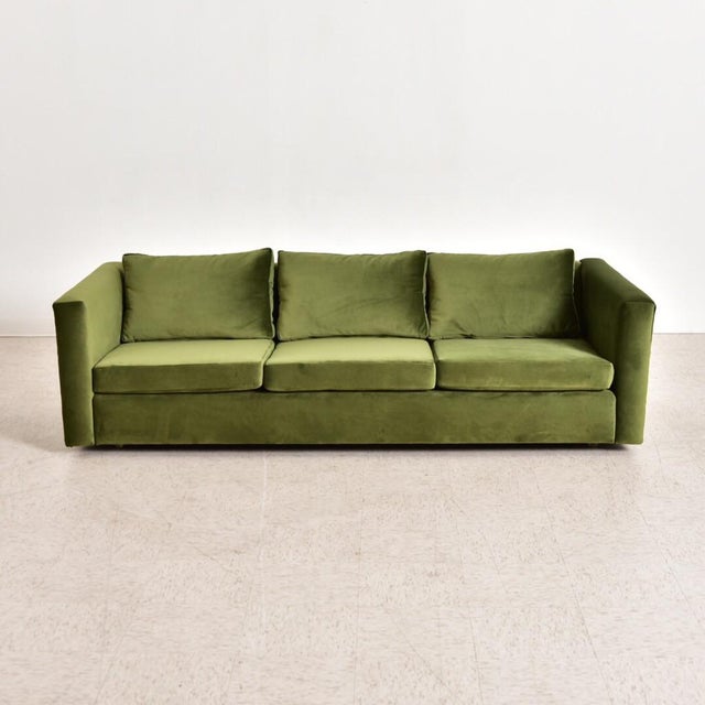 Vintage 1970’s Olive Green Velvet Sofa | Chairish