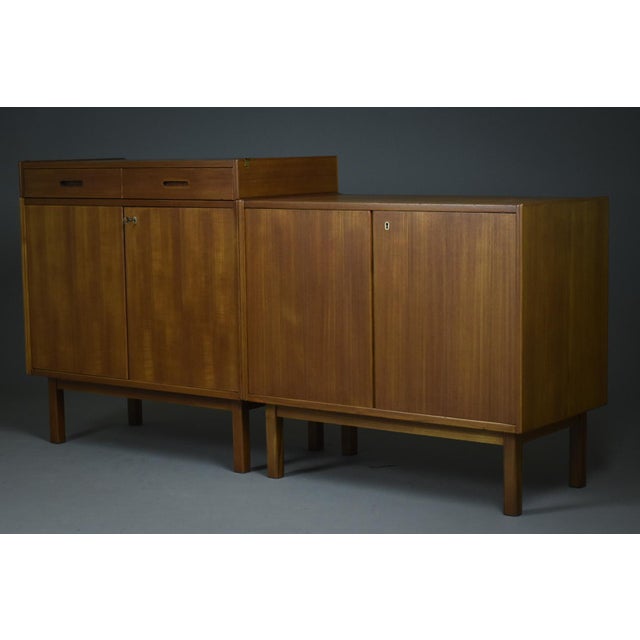 1960s Scandinavian Mid-Century Modern Modular Teak Sideboards with Cabinet, 1960s, Set of 3 For Sale - Image 5 of 14