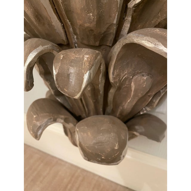 Maximalist Acanthus Demi-Lune Console Gilt and Matte Gray Mahogany For Sale - Image 4 of 12