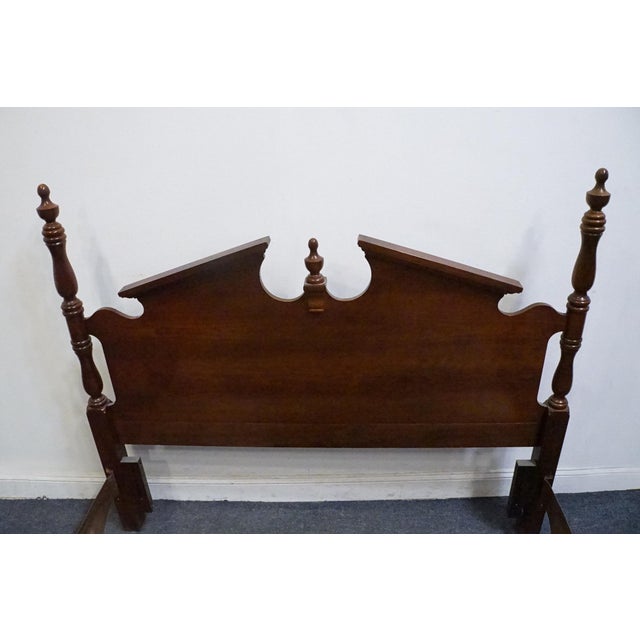 Late 20th Century Broyhill Furniture Solid Cherry Traditional Style Queen Size Pediment Bed 6595-66 For Sale - Image 5 of 11