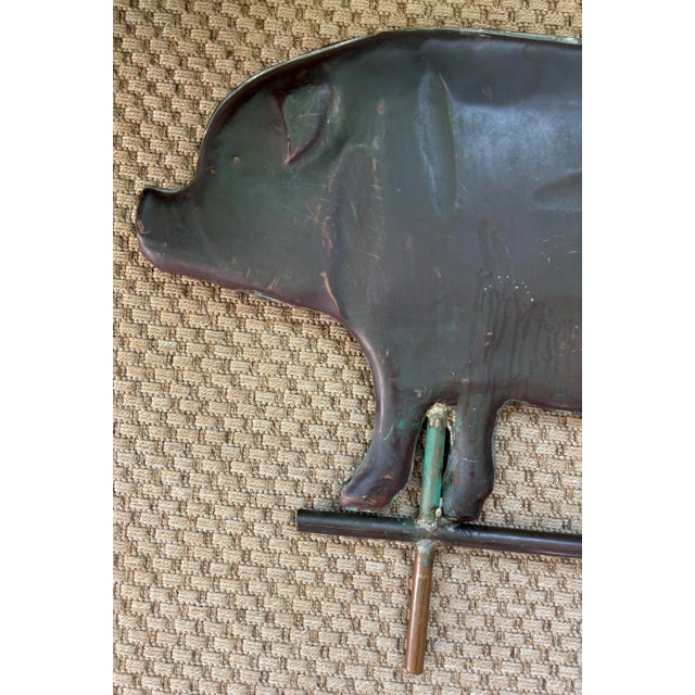 Metal Vintage Patinated Copper Pig Weathervane For Sale - Image 7 of 9