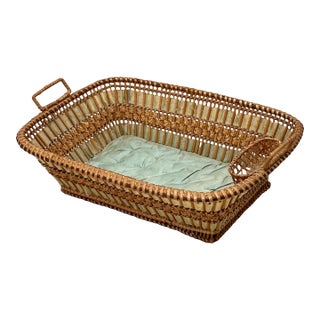 Exceptional Late 19th Century Antique Victorian Hand Woven Wicker Sweetgrass & Satin Sewing Basket Possibly Shaker Made For Sale