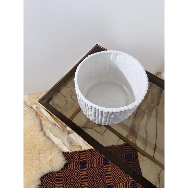 Vintage Chippendale Style Cachepot in White Glazed Ceramic, 1970s For Sale - Image 14 of 16