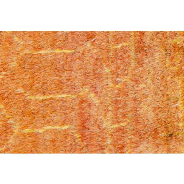 Modern Moroccan Style Terracotta Wool Rug - Hand- Knotted Minimalist Area Rug For Sale - Image 4 of 12