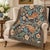 Victorian Arts & Crafts Woodland Hares Botanical Woven Throw Blanket – Indigo Blue & Sage, 60 × 50 For Sale - Image 3 of 5