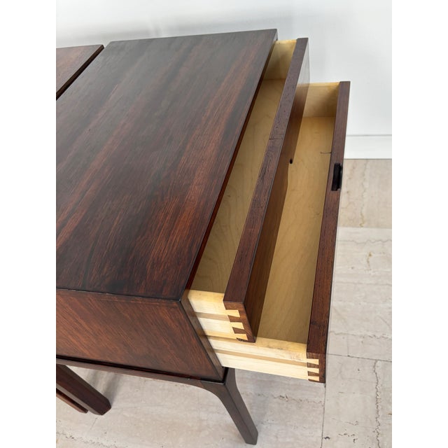 Scandinavian Dark Wood Bedside Tables by Kai Kristiansen for Aksel Kjiersgaard, Denmark, 1960s, Set of 2 For Sale - Image 12 of 17