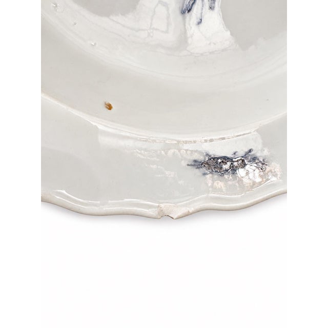 Ceramic Antique 19th-Century Meissen Blue Flower & Insects Porcelain Soup Plate, 9¾” For Sale - Image 7 of 9