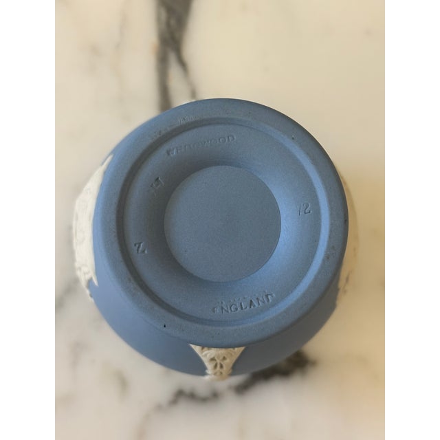 Vintage English Wedgwood Blue Jasperware Neoclassical Vase For Sale - Image 9 of 17