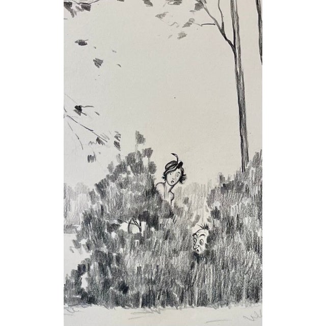 1950s Original Dog Drawing by Vincenzo Zito, Framed Chairish