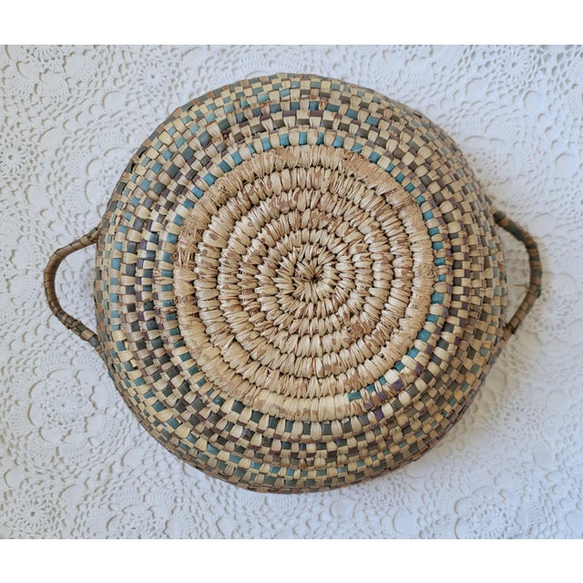 1960s Large Handwoven Lidded Storage Basket For Sale - Image 4 of 6