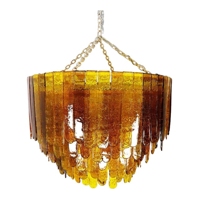 Giant Hand Blown Glass Chandelier by Feders For Sale