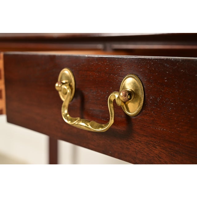 Wood Councill Chippendale Carved Mahogany Writing Desk or Console Table For Sale - Image 7 of 15