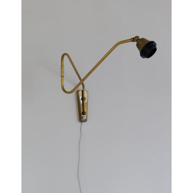 Mid-Century Wall Light in Brass and Cotton Shade, Sweden, 1960 For Sale - Image 11 of 12