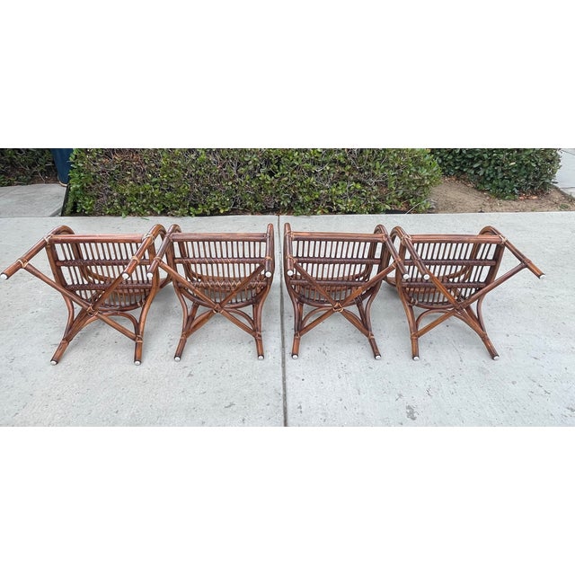 4 Authentic McGuire Vintage Rattan Cane Back Armchairs, Coastal Style For Sale - Image 13 of 14