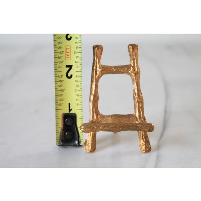 Vintage Miniature Hollywood Regency-Style Brass Faux Bamboo Tabletop Easel For Sale - Image 9 of 12