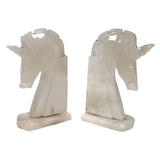 Marble Unicorn Bookends, Pair For Sale