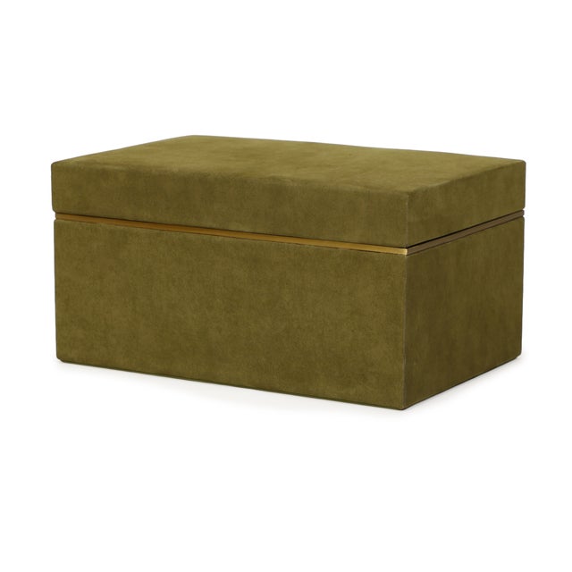 Pisa Green Vegan Suede Contract-Grade Storage Box For Sale In Los Angeles - Image 6 of 9