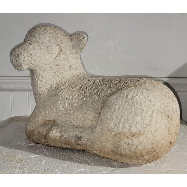 Sculpture Materials Early Concrete Lamb Sculpture For Sale - Image 7 of 7