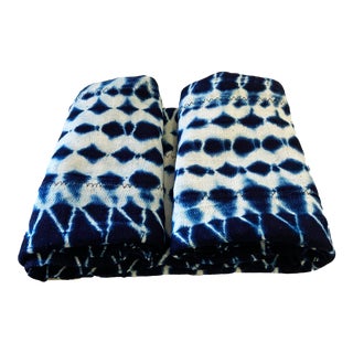 Vtg Mali Indigo Mud Cloth Textile 38" by 68" For Sale