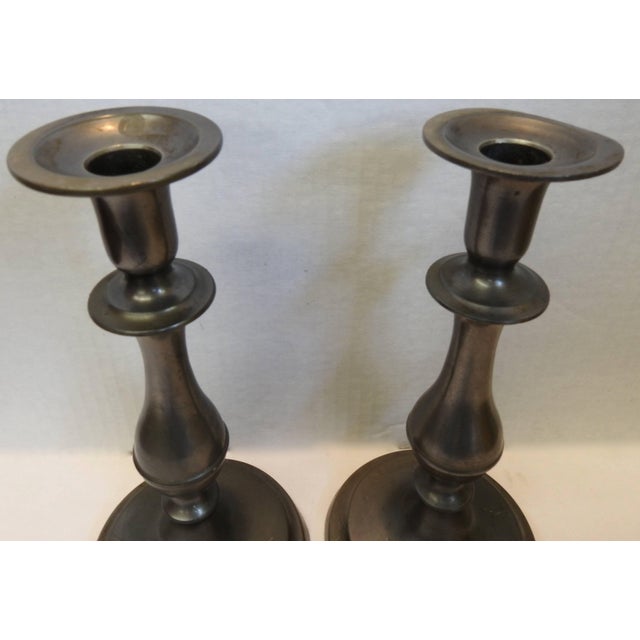 Pair of Tall Pewter Candlesticks in the Colonial Style Chairish