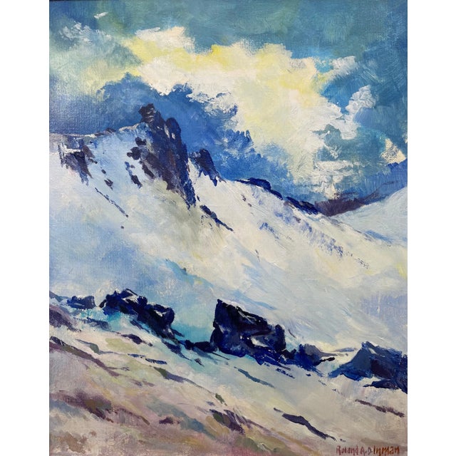 2000 - 2009 Roland A.D. Inman, Blue & White Oil Painting of the Mourne Mountains Ireland by Modern Irish Artist, 2000 Circa For Sale - Image 5 of 8
